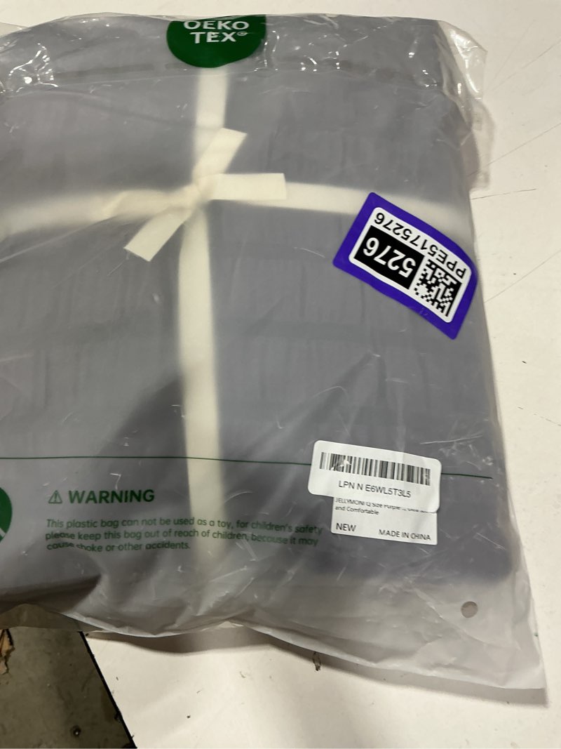 Condition photo showing Good Condition for jellymoni purple duvet cover queen size, 3pcs washed microfiber bedding set, soft breathable seersucker duvet cover set with zipper closure and corner ties for all seasons purple queen(90"×90")