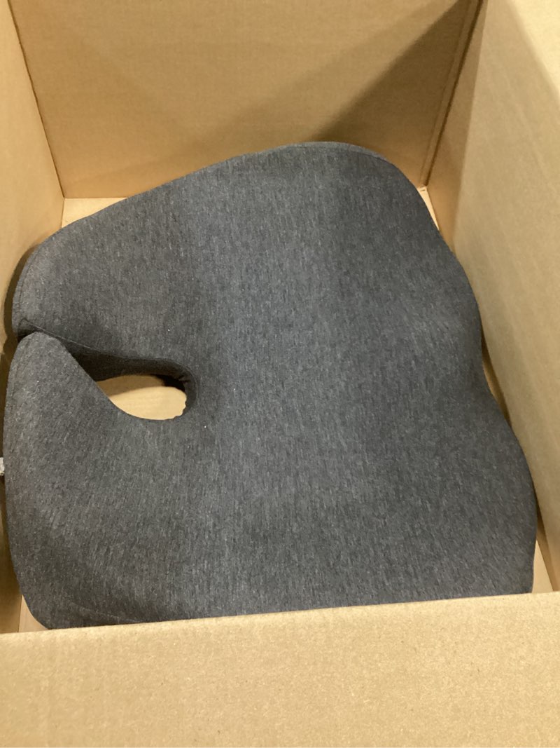 Condition photo showing Good Condition for Car Seat Cushion for Long Driving, Extra Large Memory Foam Seat Cushion for Sciatica Pain Relief, Car Essentials Orthopedic Pillow for Back Support, Tailbone Pain Relief Cushion (Black)