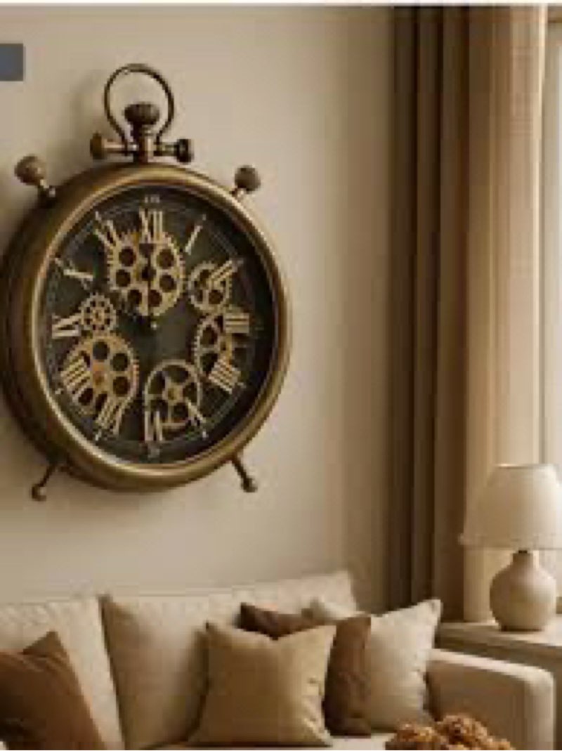 Morng Gears Desk Clock, Mant] s Senior Friend (13inch Flack) (SIMILAR)