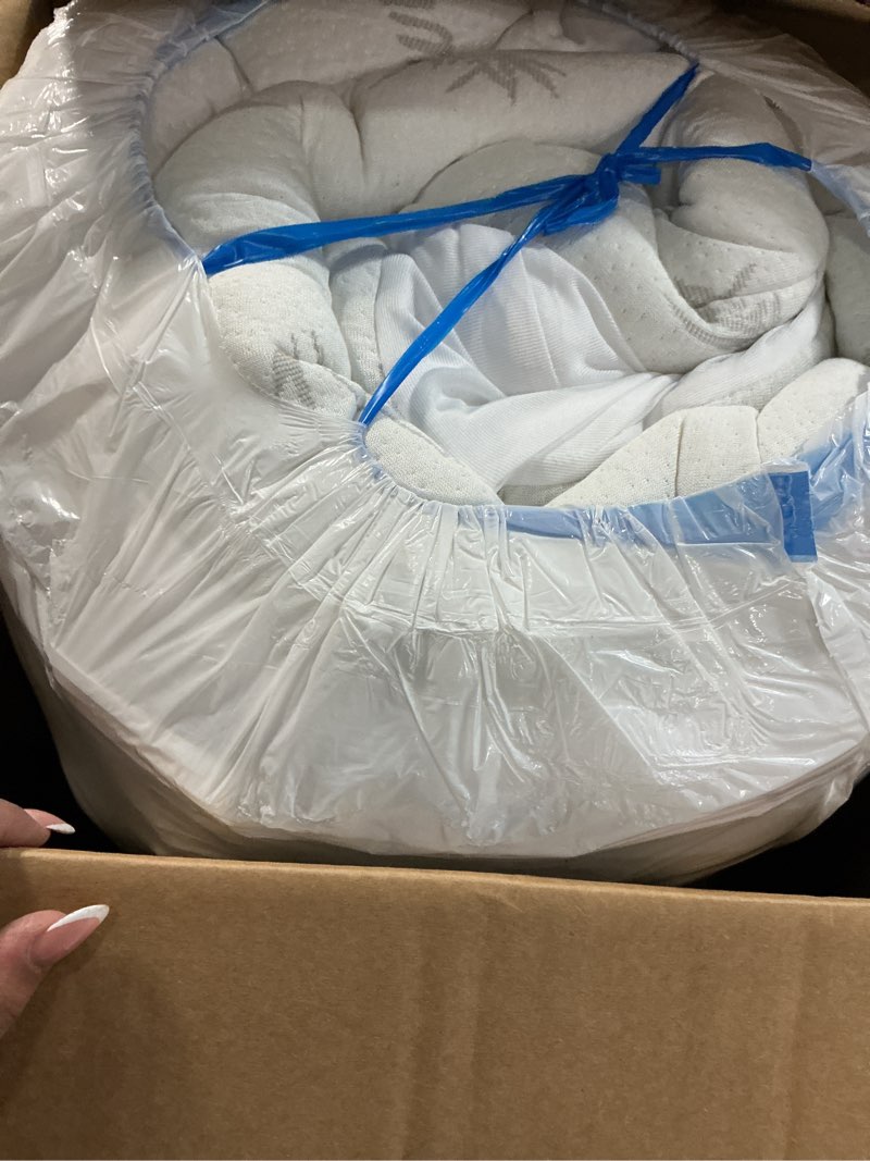 Condition photo showing Good Condition for extra-thick twin size mattress topper - ultra plush & soft viscose derived from bamboo mattress pad, naturally cooling & perfect for full body support, snow white snow white twin