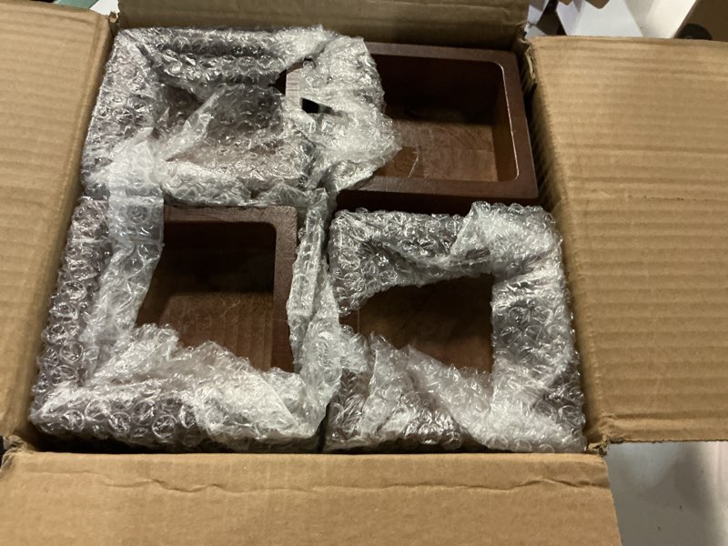 Condition photo showing Good Condition for easypag bed risers 5 inch heavy duty, elevate height 4 inch, wood furniture risers for couch table desk, support 2200 lbs, 1-inch deep anti-fall edge bed lifts with non-slip pads, 4 pack, retro brown 5 inch-elevate height 4 inch retro brown
