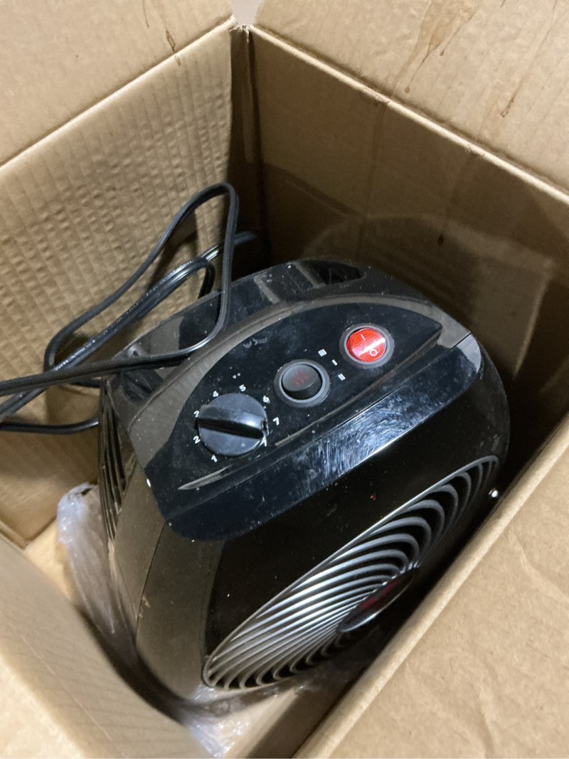 Condition photo showing As Is for Vornado MVH (2025) Space Heater, 3 Heat Settings, Adjustable Thermostat, Tip-Over Protection, Auto Safety Shut-Off System, Indoor Use, Whole Room Heating, Black Medium (2025 Model)