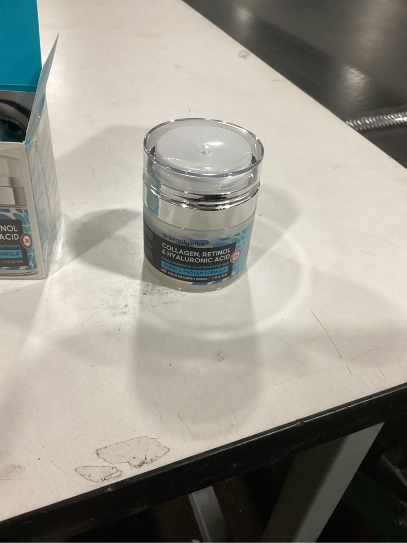 Condition photo showing Good Condition for SimplyVital Collagen, Retinol & Hyaluronic Acid Cream - Anti-Aging Face Moisturizer for Face, Neck & Décolleté - Made in USA, Daily Moisturizer Face Cream - 1.7 fl.oz.