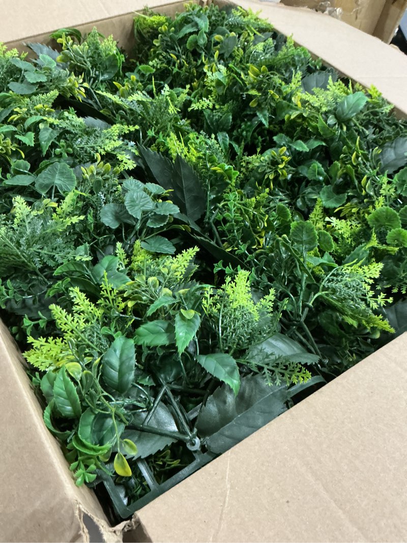 Condition photo showing Good Condition for uland 6 pack artificial boxwood hedge panels 20x20 inch - uv resistant privacy fence screen, fake green wall panels for outdoor indoor garden backdrop, backyard, deck, balcony decoration a047-6 topiary panels 6 panels