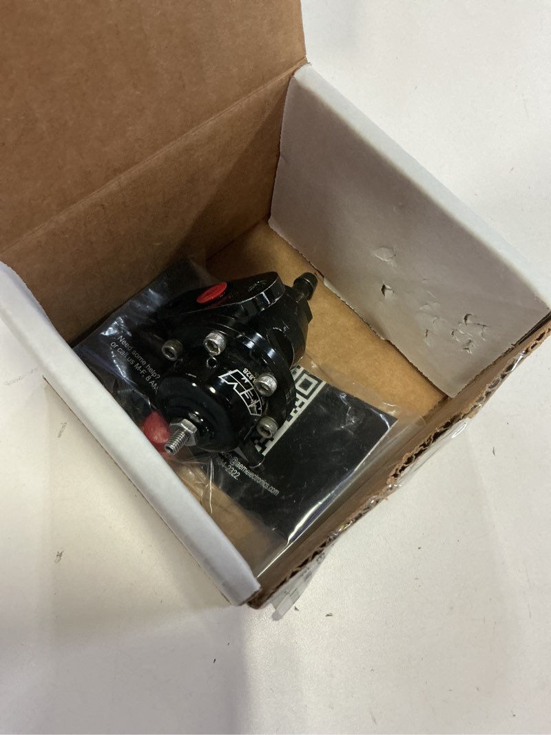 Condition photo showing As Is for aem 25-300bk black high volume adjustable fuel pressure regulator