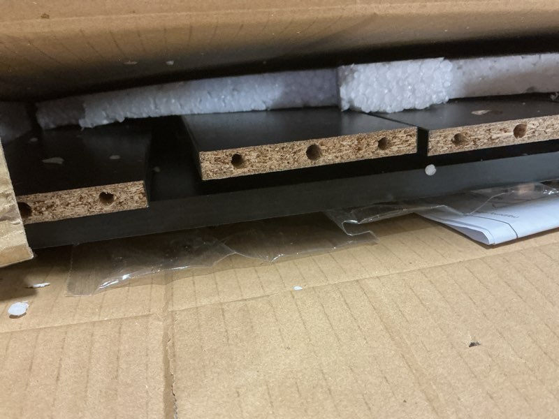 Condition photo showing Good Condition for Furinno ANDREY Side Table, End Table, Night Stand with Open Shelves and Storage Bin, Bedside Table, for Living Room, Bedroom, Dark Walnut Dark Walnut 1-Pack, Center Bin