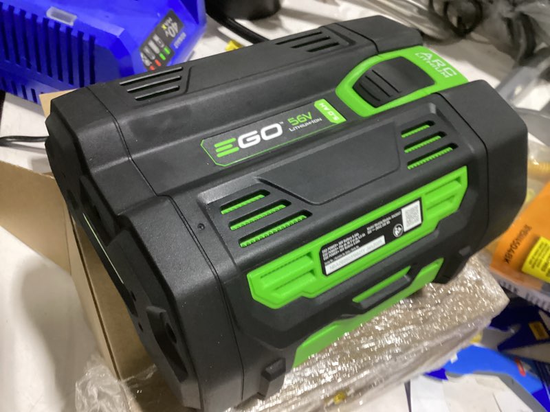 Condition photo showing As Is for ego 56v power+ ba2800t 5 ah lithium-ion battery