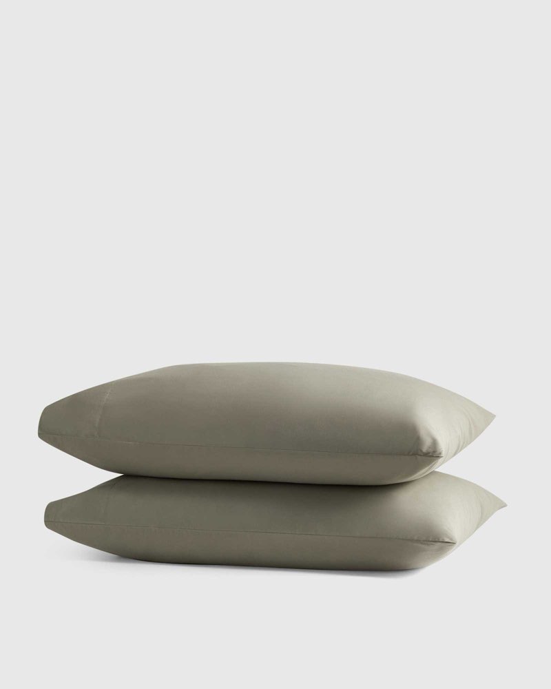 quince, european organic crisp percale, pillowcase set of 2/standard/ dried sage