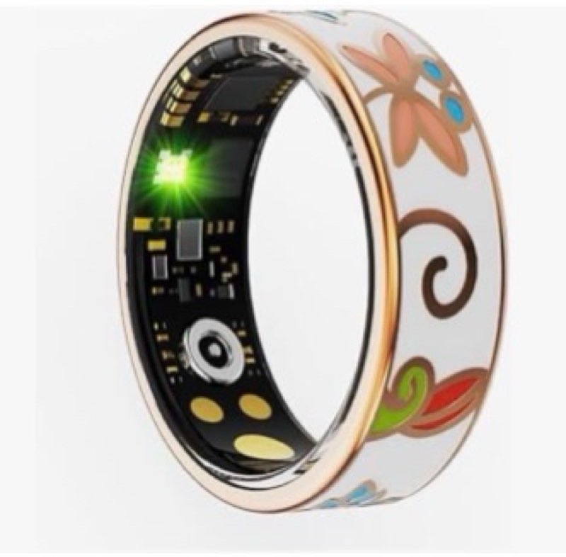 Yihou Smart Ring for Women Health Ring Fitness Ring with Enamel Fitness Tracker with Heart Rate Moni