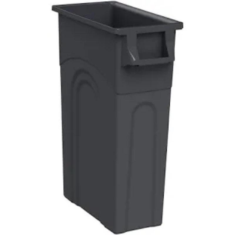 suncast commercial resin lid with double flip top for 23 gallon slim trash cans, snap-on design for easy trash disposal, black, made in the usa black double flip lid