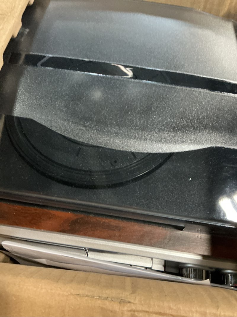 Condition photo showing Good Condition for record player 9 in 1 3 speed bluetooth vintage turntable cd cassette vinyl player am/fm radio usb/sd playback aux-in rca line-out (silver)