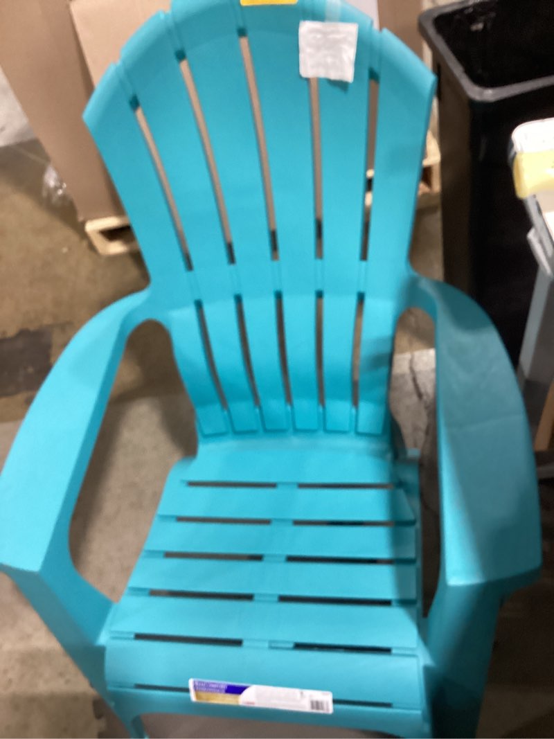 Condition photo showing Good Condition for adams manufacturing realcomfort stackable teal resin frame stationary adirondack chair
