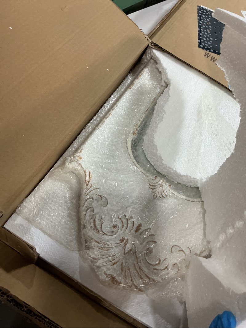Condition photo showing Good Condition for vintage entryway mirrors for wall 13 x 40 inch, hanging distressed white arched carved wood framed farmhouse long wall mirrors for bedroom living room hallway, horizontal or vertical