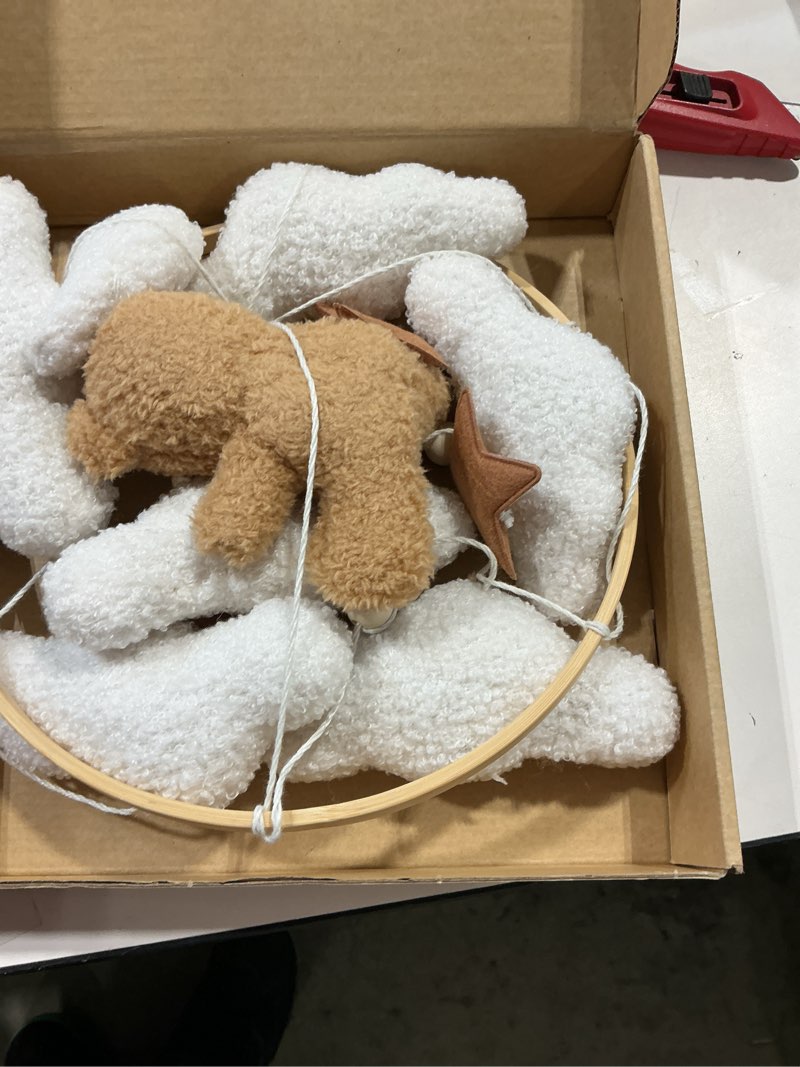 Condition photo showing Good Condition for let's make baby mobile for crib bear cloud crib mobile handmade furry nursery mobile gender neutral crib toy hanging for nursery decor accessories brown bear mobile