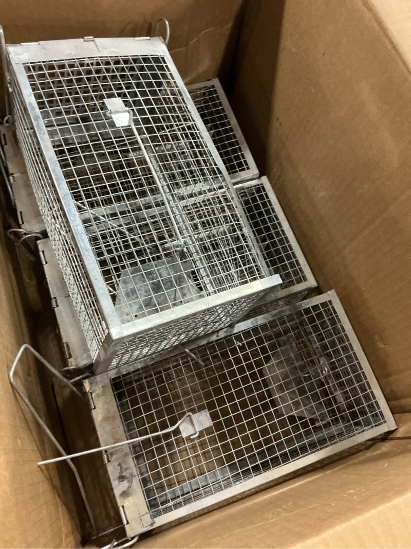 Condition photo showing New/Like New for 4 packs humane rat trap outdoor, wanqueen humane mouse traps indoor for home, small rodent chipmunk squirrel trap and other live animal cage catch and release