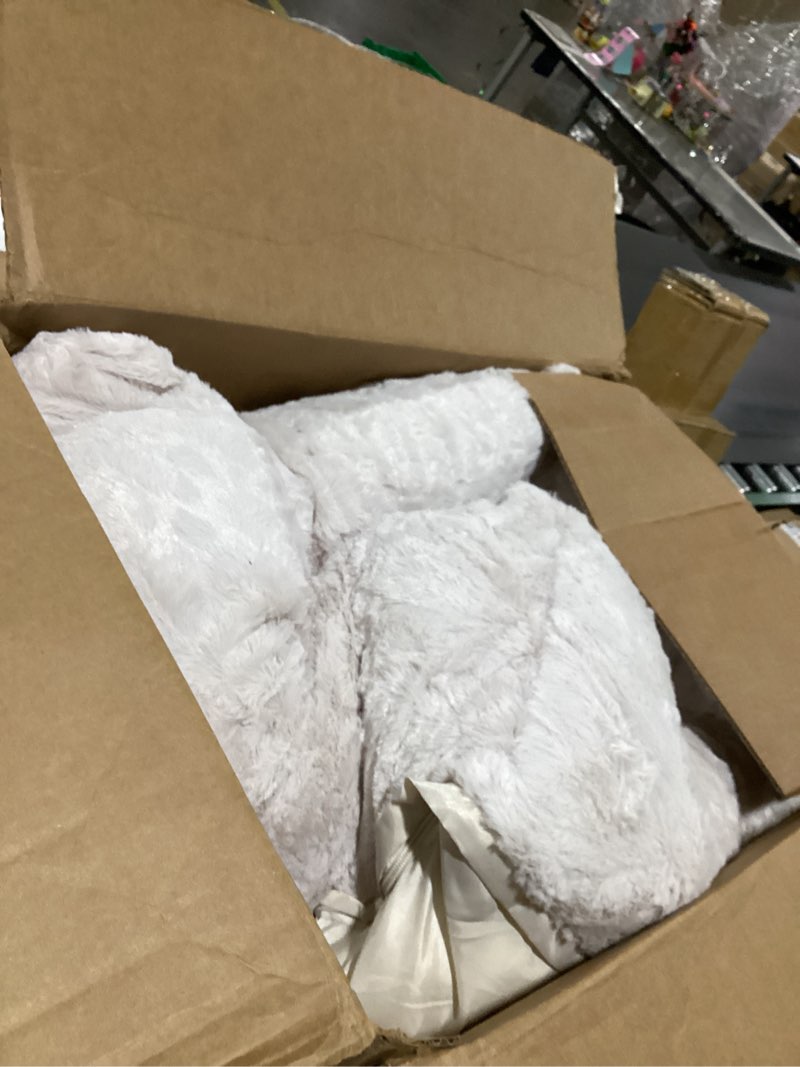 Condition photo showing As Is for best friends by sheri lux lounge bed calming faux fur dog bed, oyster, cream, large, 36" x 27"