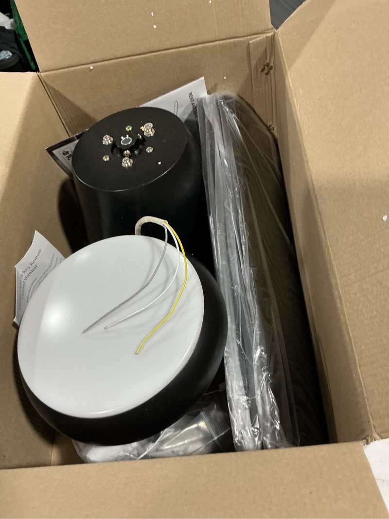 Condition photo showing Good Condition for ceiling fan with light, 40" black flush mount ceiling fans with remote control,3cct dimmable led, abs 5-fan blades,reversible motor,quiet low profile indoor fandeliers for bedroom living room black 40 inch