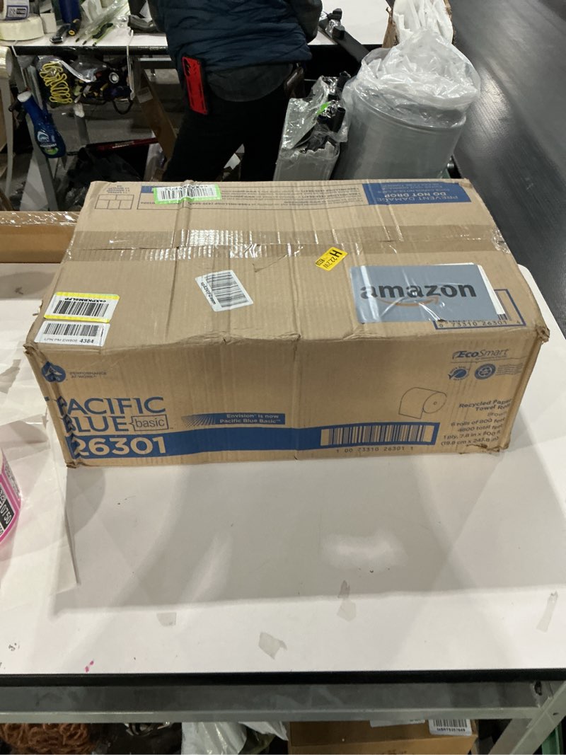 Condition photo showing New/Like New for Pacific Blue Basic Recycled Hardwound Paper Towel Rolls  26301  Brown  6 Count (800 Feet/Roll)