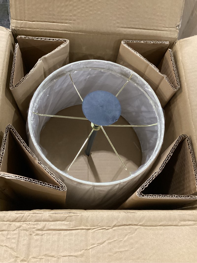 Condition photo showing Good Condition for double medium paper lamp shades set of 2, drum lampshades for table lamp and floor light, 10x12x8 inch, natural crafted, spider (paper white, 2 pcs pack)