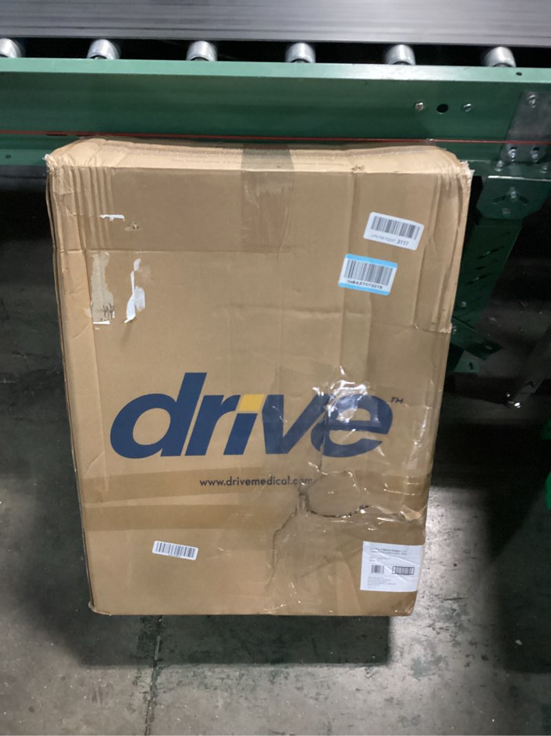 Condition photo showing New/Like New for drive medical rollator walker with seat - stable mobility support - height adjustable - durable steel frame construction - smooth 7.5" wheels - foldable - 350 lb limit - blue