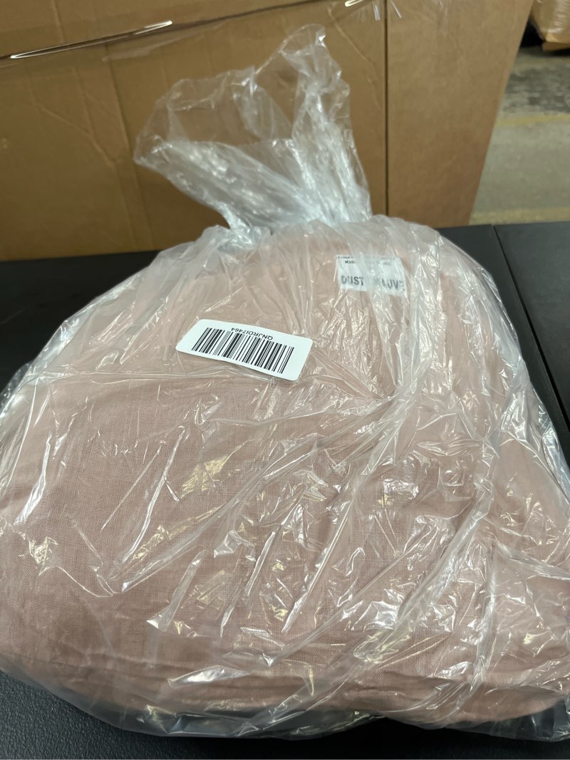 Condition photo showing Good Condition for european linen duvet cover, king/cal king, dusty mauve