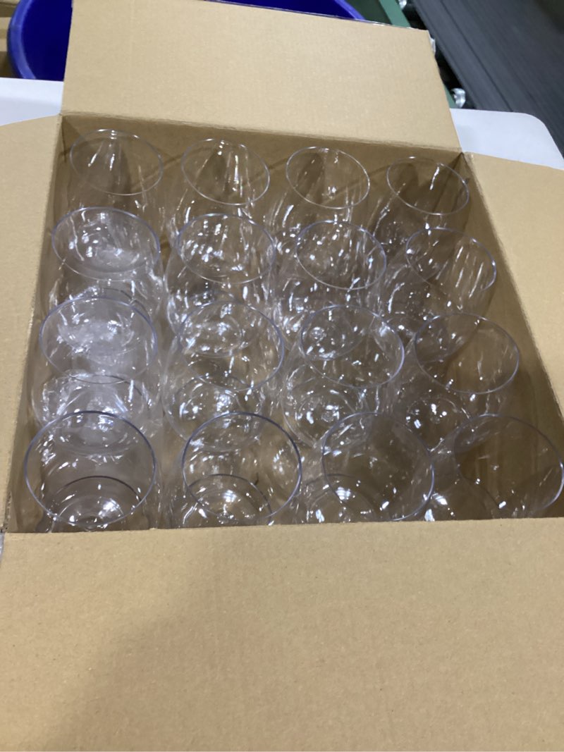 Condition photo showing Good Condition for FOCUSLINE 32 Pack Plastic Wine Glasses Stemless, 12 Oz Crystal Clear Disposable Wine Cups, Reusable Plastic Wine Glasses for Parties Weddings, Shatterproof Recyclable and BPA-Free 12OZ-32-CLEAR