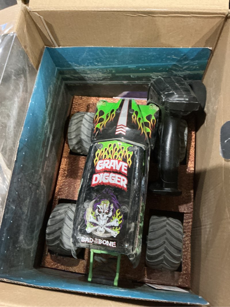 Condition photo showing As Is for losi 1/18 mini lmt grave digger 2s 4x4 rtr brushed monster truck battery & charger included green los01026t1