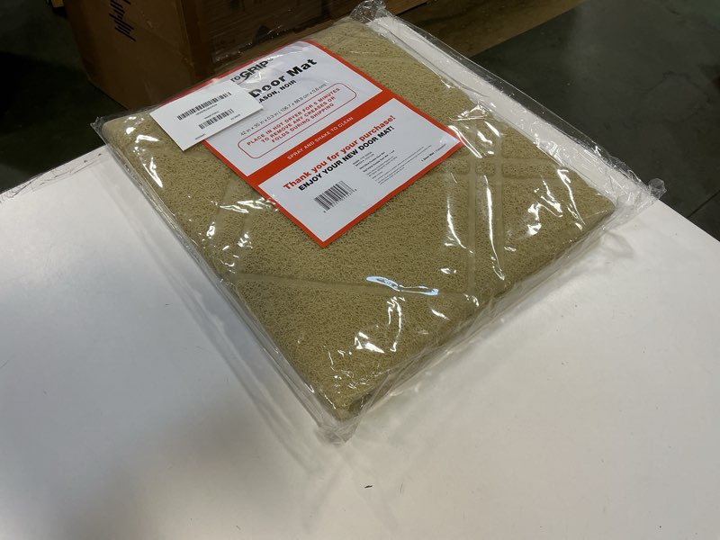 Condition photo showing New/Like New for SlipToGrip Universal Door Mat, Plaid Design - Khaki, 42 x 35 - Anti Slip, Durable and Washable, Outdoor and Indoor Floor Welcome Mat - Front Door, Dust Absorbent 42" x 35" (1 Pack) Khaki