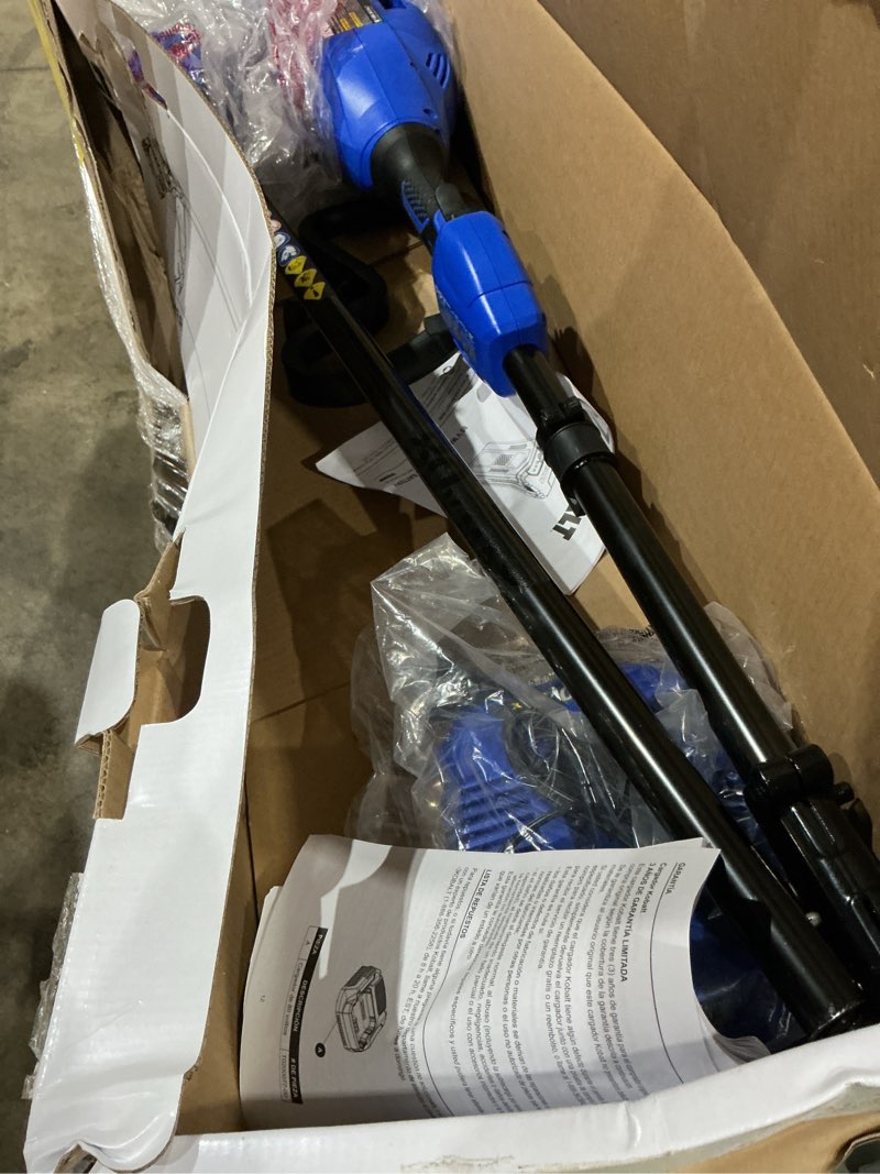 Condition photo showing As Is for kobalt 80-volt 16-in straight shaft battery string trimmer 2.5 ah (battery included) (charger included