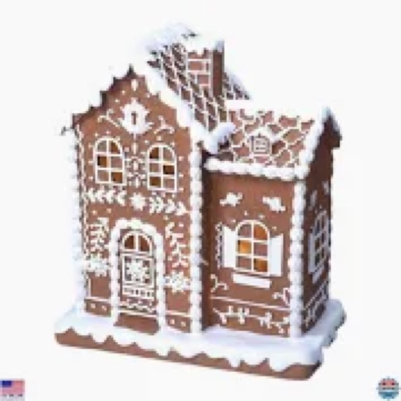 Sheaifun Gingerbread Christmas Decorations Indoor Resin Gingerbread House Decor with LED Lights 9 * 