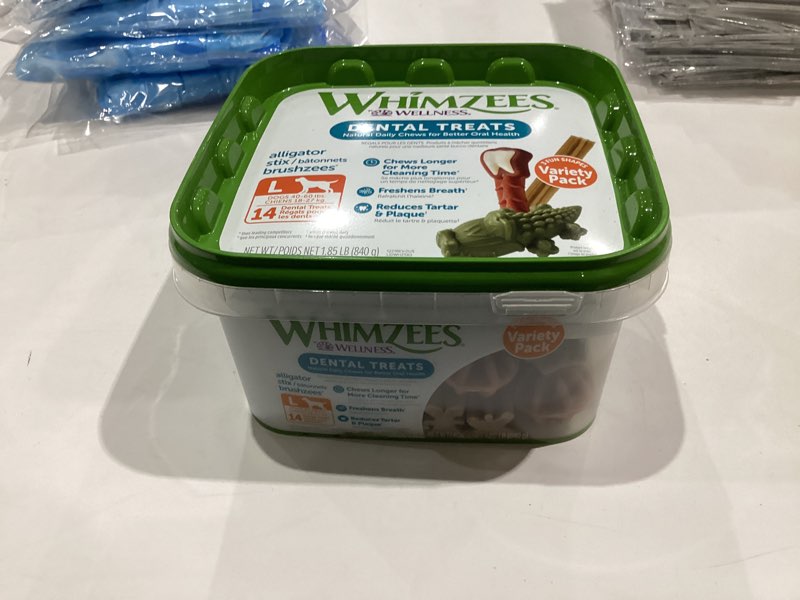 Condition photo showing New/Like New for Whimzees Variety Value Box Large NET WT 29.6 OZ (14 pieces) Large (40-60 lbs) 14 Count (Pack of 1)
