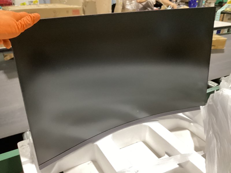 Condition photo showing As Is for screen display damaged no power cord lg 32gs60qc-b ultragear 32-inch curved gaming monitor qhd (2560x1440) 180hz 1ms 1000r amd freesync hdr10 hdmix2 displayport borderless design black stabilizer das crosshair fps counter - black 32 inch 180hz