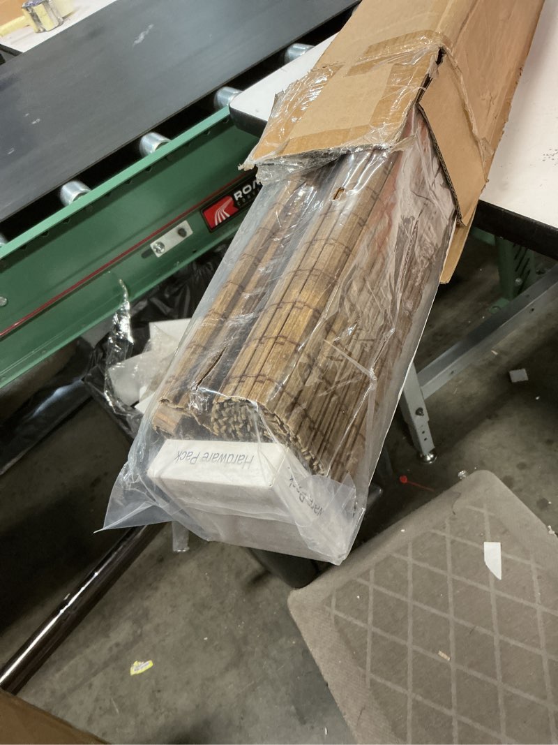 Condition photo showing Good Condition for LazBlinds Cordless Bamboo Roman Shades, Privacy Blinds for Interior Windows, Room Darkening Roll Up Bamboo Blinds for Home & Patio, 39" W x 64" H, Highfield Teak Pricacy - Highfield Teak 39" W x 64" H