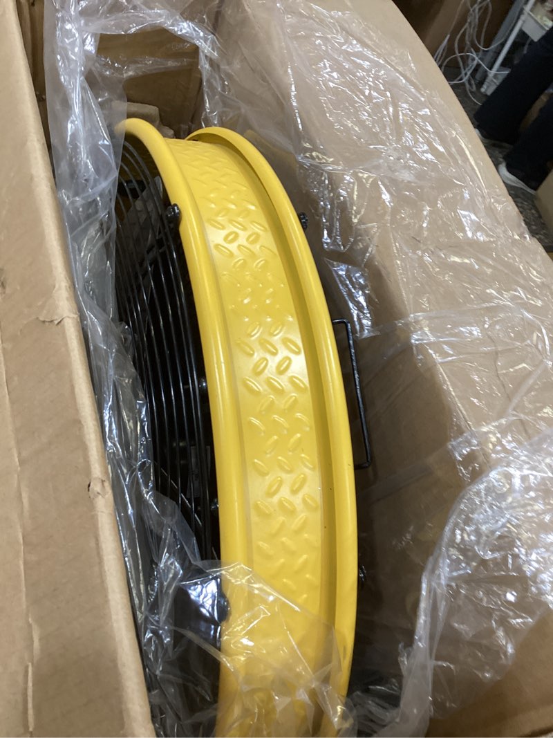 Condition photo showing Good Condition for hicfm 6300 cfm 20 inch heavy duty shroud fan - ul safety listed | ip44 enclosed powerful 1/4 motor, high velocity air circulator for workshop, garage, commercial or industrial rooms 20" drum fan