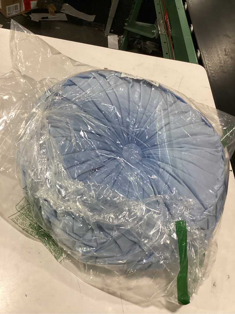 Condition photo showing Good Condition for teieas round throw pillow velvet home decoration pleated round pillow cushion for couch chair bed car light blue
