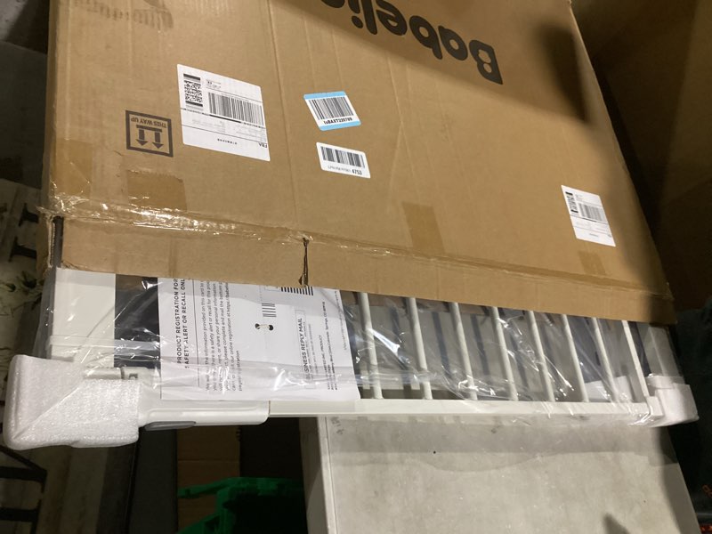Condition photo showing Good Condition for BABELIO Baby Gate for Doorways and Stairs, 41-46" Pet Gate with Wide Walk Thru Door and Lock Indicator, No Drill Pressure Mounted Safety Gate with Double Lock and Self-Closing, White White 41-46"W, 30"H