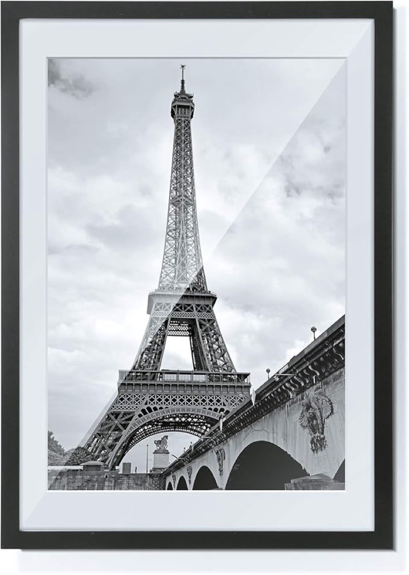 Poster Frame Black Solid Wood HD Plexiglass with Mat Display Poster Frame with Mat Photo Without Mat Wall Mounting Photo Frame