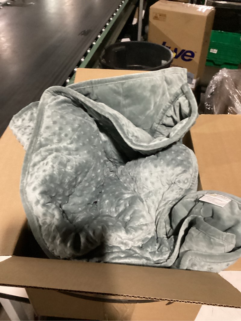 Condition photo showing As Is for Similar to Alomidds Weighted Blanket (60\"x80\",15lbs Queen Size - Grey), Weighted Blankets for Adults and Kids, Cooling Breathable Soft and Comfort Minky, Heavy Blanket Microfiber Material with Glass Beads A(grey) 60\"x80\" 15LBS