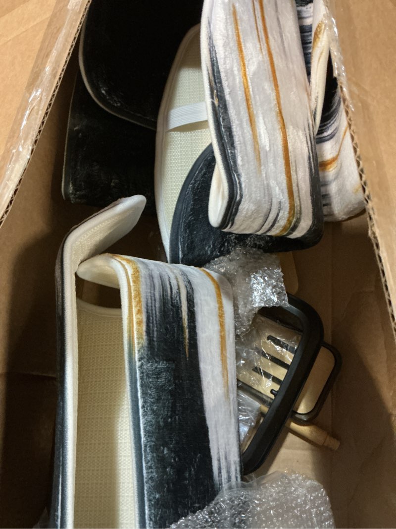 Condition photo showing Good Condition for Black Bathroom Accessories Set - 24PCS Bathroom Sets with Shower Curtain and Rugs,Waterproof Black and White Shower Curtain Set, Toilet Brush, Trash Can & Soap Dispenser Black2 Bath Set+Shower Curtain+Bath Rugs