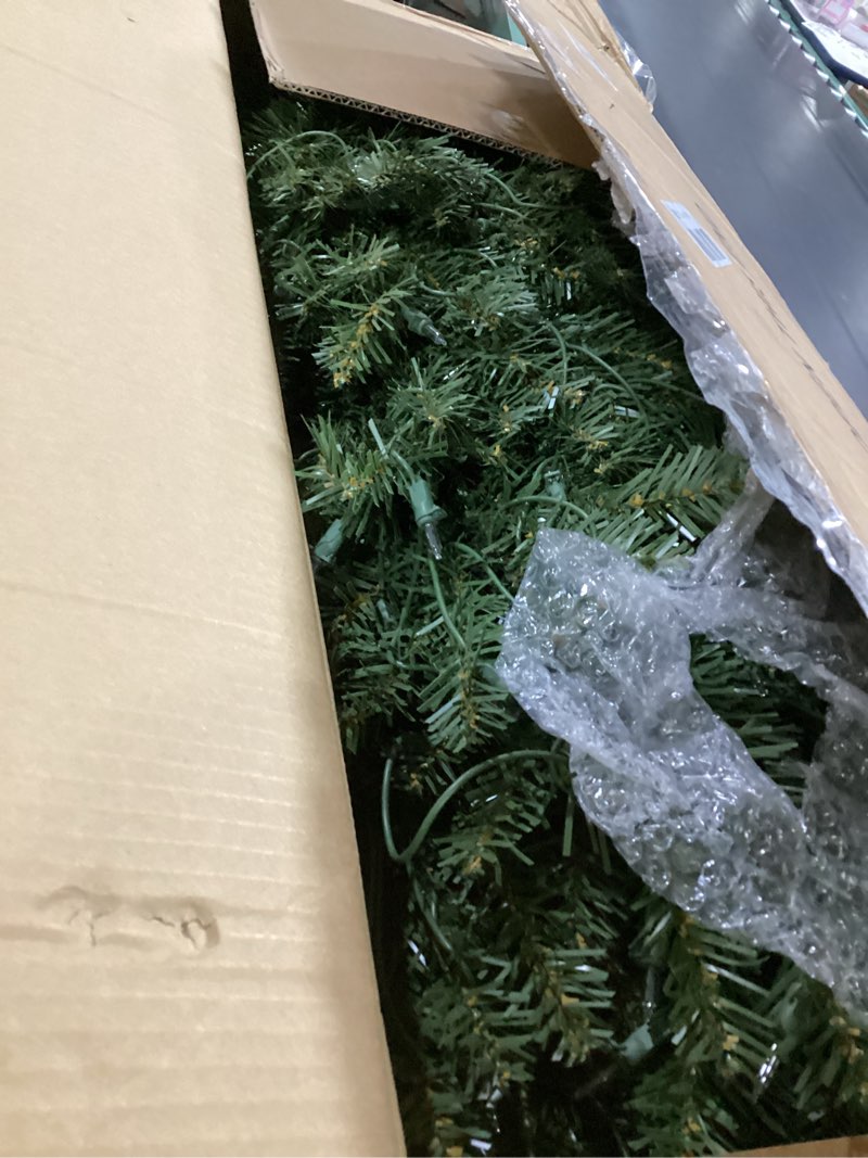 Condition photo showing As Is for Puleo International 7.5ft Pre-Lit Slim Fraser Christmas Tree with 500 Clear Lights, 1453 Realistic Dense Branch Tips, Easy Setup Artificial Trees with Sturdy Metal Stand 7.5' Slim Fraser Fir with 500 Clear Lights