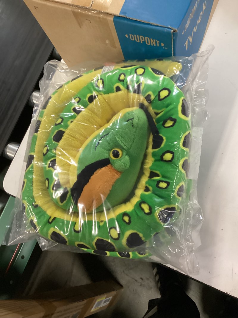 Condition photo showing New/Like New for toys r us plush -  3 anaconda snakes- 50 in - green  black dot  spot yellow