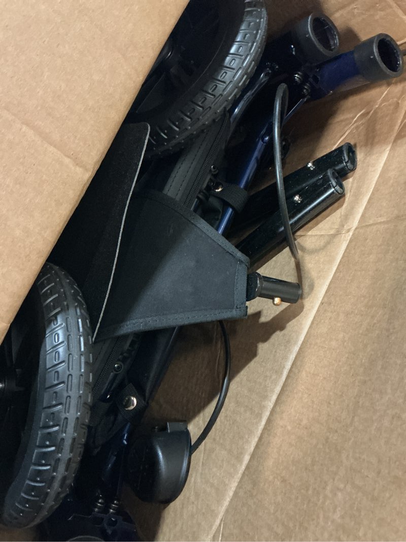 Condition photo showing Good Condition for lightweight rollator walker with seat & backrest - foldable mobility aid for seniors, 8" airless tires, adjustable height, brake, large storage bag,300 lbs capacity, 4 wheel rolling walkers for adults deep blue-all terrain(8 inch wheels)
