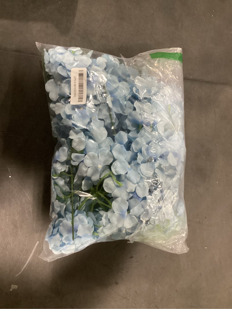 Condition photo showing Good Condition for tifuly 24 pcs blue hydrangea artificial flowers bulk, faux hydrangea full flowers heads with stems, fake silk flowers for wedding, garden, home, party decoration blue 24