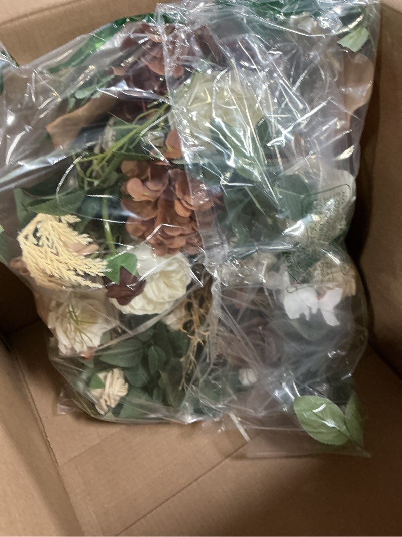 Condition photo showing New/Like New for ling's moment 2pcs brown artificial floral swags wedding arch flower garland beige rose flowers greenery for table backdrop easel wall entryway outdoor board decor brn-beige brown