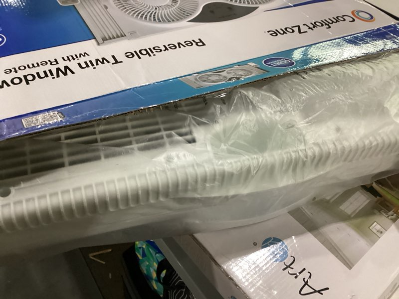 Condition photo showing Good Condition for comfort zone 9   reversible twin window fan with remote control  white