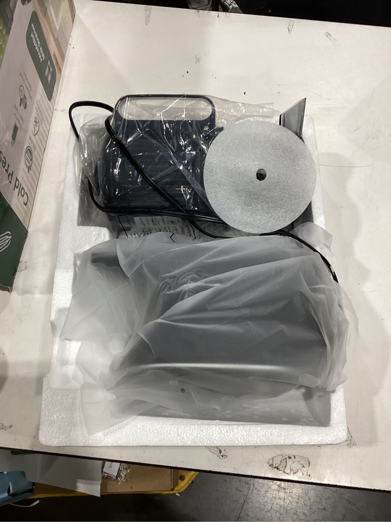 Condition photo showing As Is for eanoruus 3-in-1 cold press juicer, 6.5" extra large chute, 100oz large capacity, ac motor, perfect for juice, nut milk & sorbet, bright white