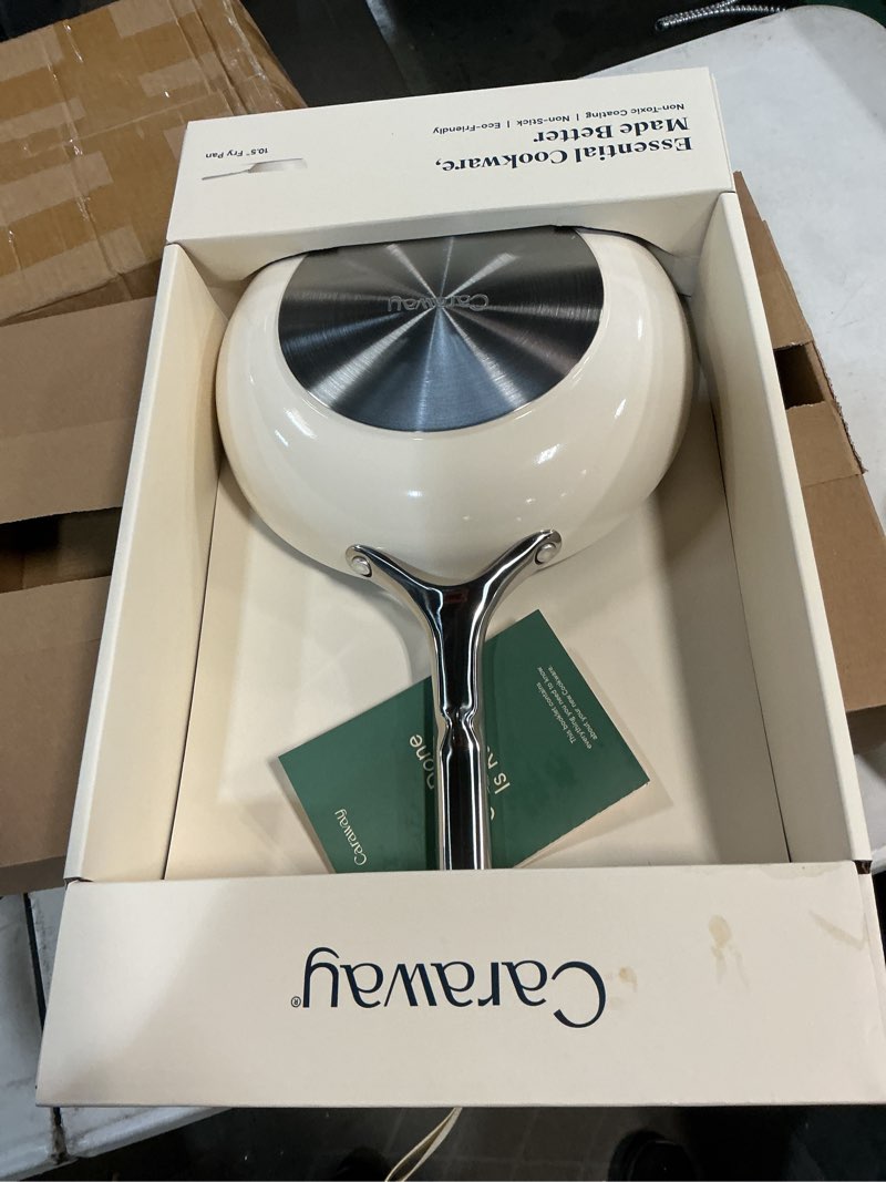 Condition photo showing New/Like New for caraway nonstick ceramic frying pan (2.7 qt, 10.5") - non toxic, ptfe & pfoa free - oven safe & compatible with all stovetops (gas, electric & induction) - cream