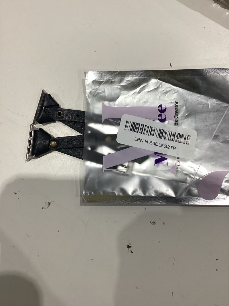 Condition photo showing Good Condition for minyee leather band compatible with apple watch bands 38/40/41/42mm women, slim double knotted fasten with rivet stylish dressy strap for iwatch series 11 10 9 8 7 6 5 4 se/ultra 3 2 1, black black 38/40/41/42mm(series 11/10)