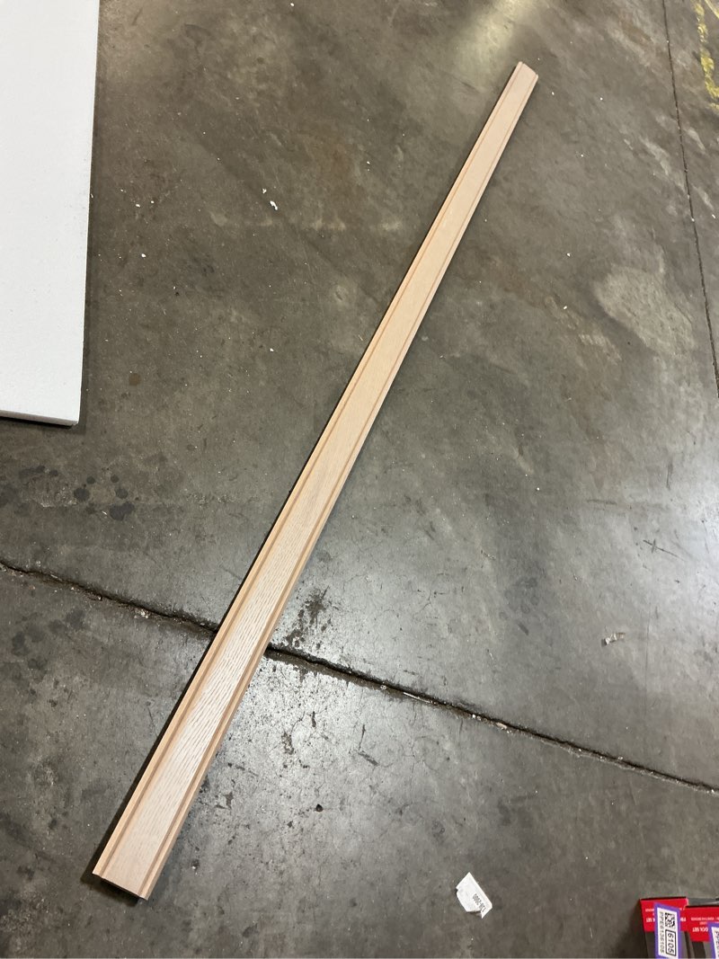 Condition photo showing As Is for sinclair 91.5 in. w x 2.5 in. h x 0.5 in. d kitchen cabinet shaker crown molding in shaker light oak