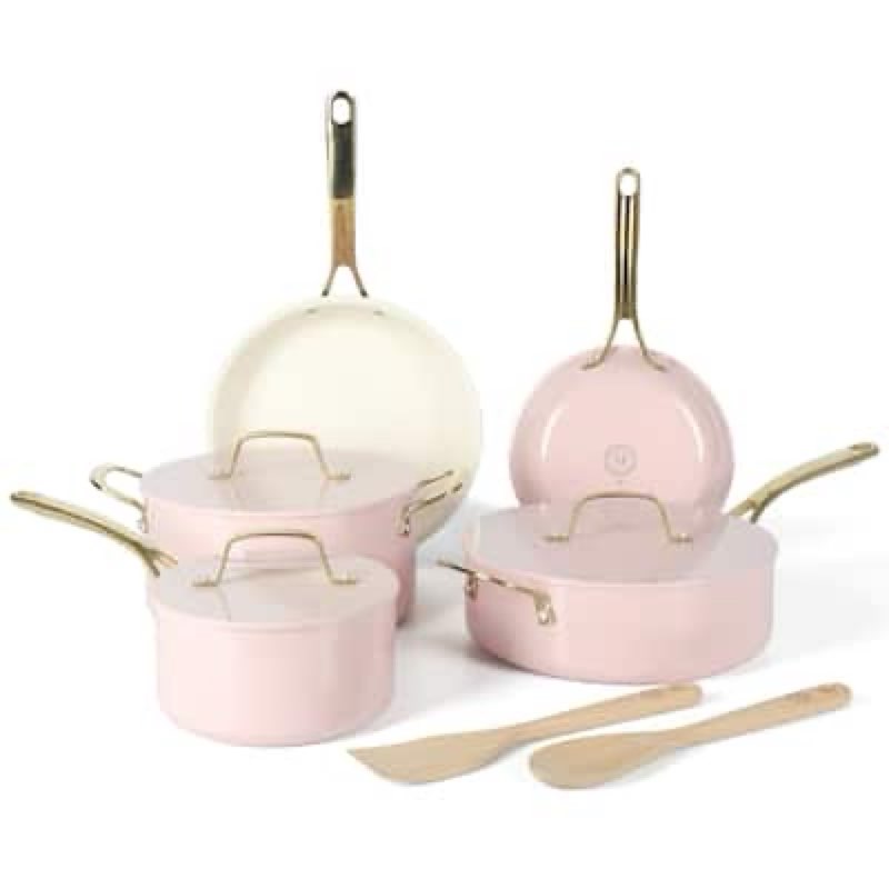 10 Piece Cookware Set in Pink Martha Stewart 